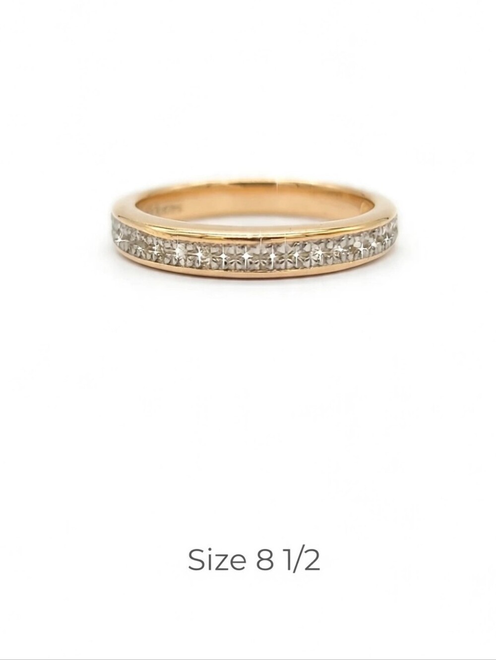 18K GE Gold Electroplated Eternity Ring Size 8.5 Pave CZ Stackable - Picture 8 of 8